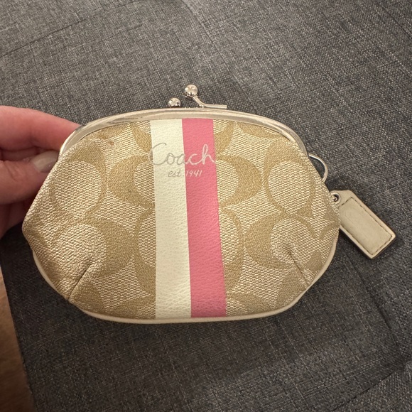 Coach Accessories - Coach Beige and Pink Coin Pouch